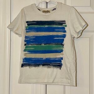 Burberry Kids Brushstroke Tee - Blue, Green, and Tan